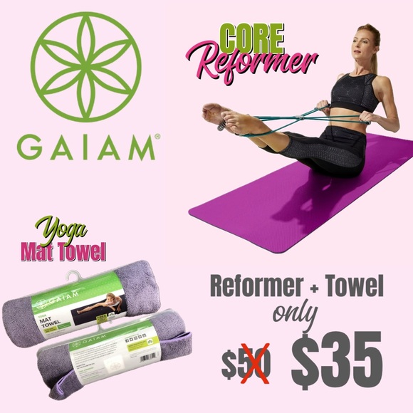 GAIAM CORE REFORMER AND GAIAM MICROFIBER YOGA MAT TOWEL SET. New. - Picture 2 of 8